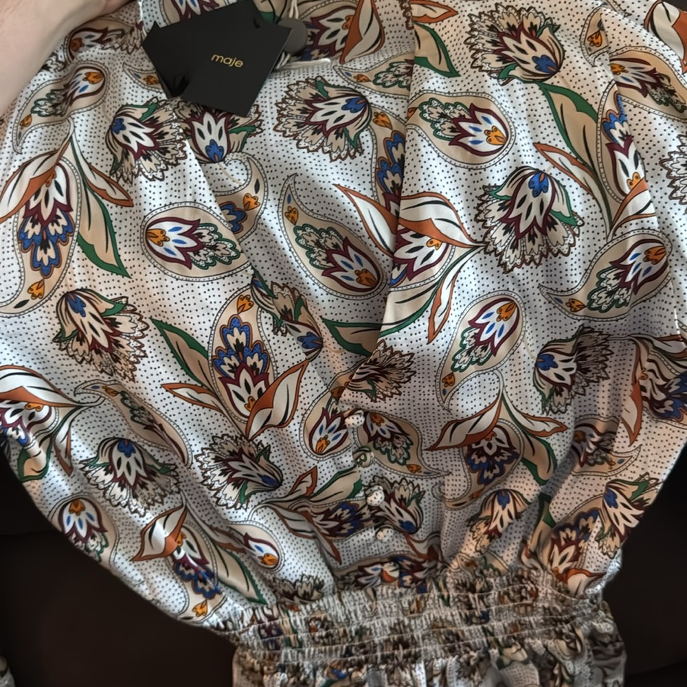 MAJE Paisley V-Neck Dress with Ruffled Sleeves - Picture 8 of 8